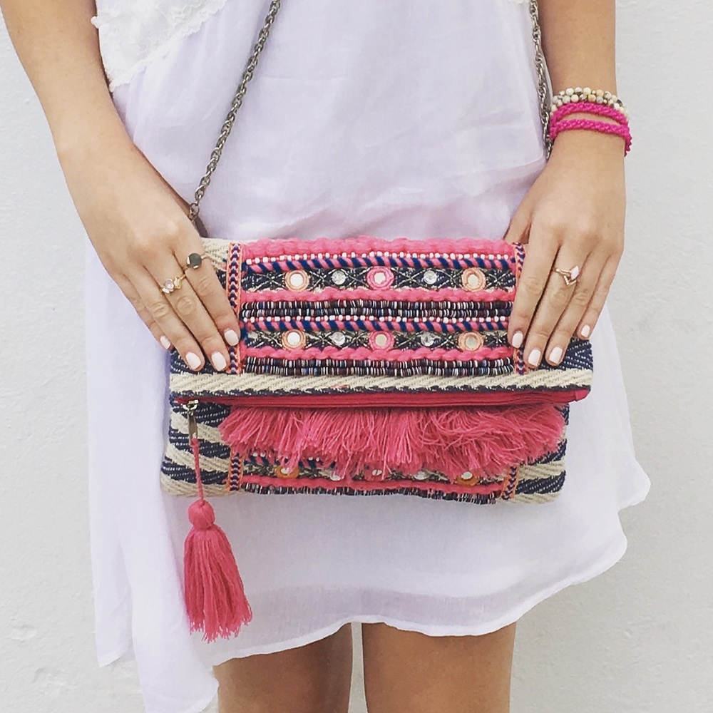 ♠️ Francescas Collection Pink Sequence Beaded Bag